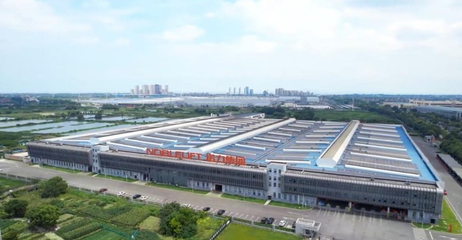 Aerial view of the Noblelift manufacturing plant in Changxing, China